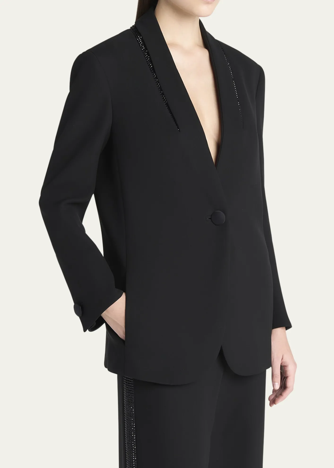 Giorgio ArmaniBeaded Silk Tuxedo Jacket