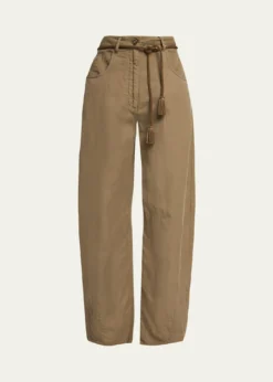 Giorgio ArmaniBelted Barrel-Leg Ankle Pants