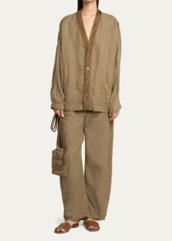 Giorgio ArmaniBelted Barrel-Leg Ankle Pants