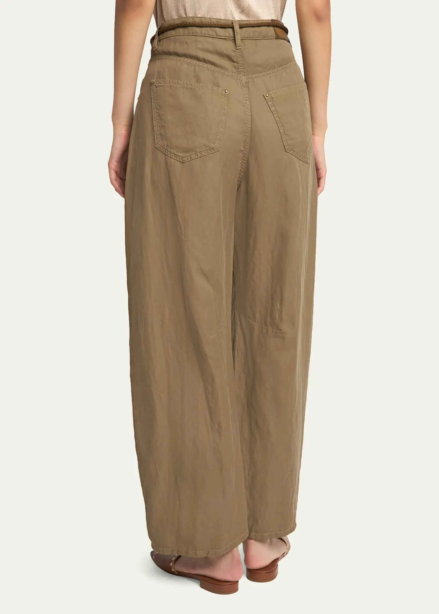 Giorgio ArmaniBelted Barrel-Leg Ankle Pants