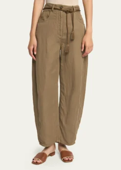 Giorgio ArmaniBelted Barrel-Leg Ankle Pants