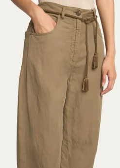 Giorgio ArmaniBelted Barrel-Leg Ankle Pants
