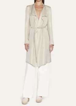 Giorgio ArmaniBelted Metallic Wrap Coat