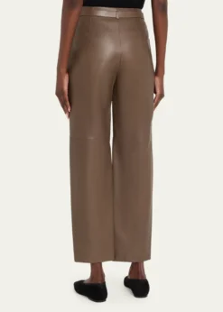 Giorgio ArmaniBelted Nappa Lambskin Straight-Leg Pants
