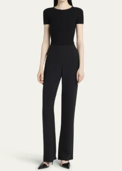 Giorgio ArmaniBlack Cady Straight-Leg Pants