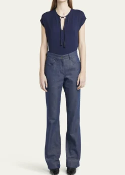 Giorgio ArmaniBootleg Denim Jeans with Logo Embroidery