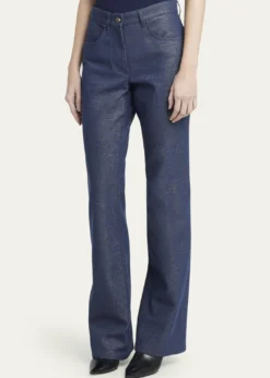 Giorgio ArmaniBootleg Denim Jeans with Logo Embroidery