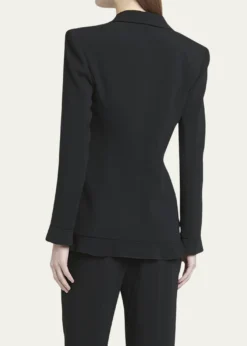Giorgio ArmaniCady Blazer Jacket with Ruffle Underlay