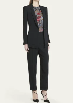 Giorgio ArmaniCady Blazer Jacket with Ruffle Underlay