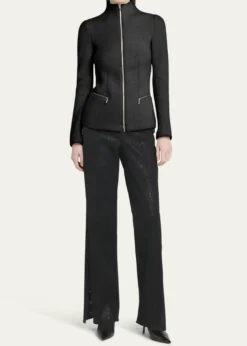 Giorgio ArmaniCashmere-Blend Zip-Front Knit Jacket