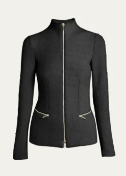 Giorgio ArmaniCashmere-Blend Zip-Front Knit Jacket