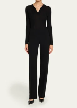 Giorgio ArmaniCashmere-Silk Rib Knit Sweater
