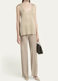 Giorgio ArmaniChain-Necklace Scoop-Neck Shiny Viscose Jersey Tank Top