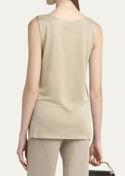 Giorgio ArmaniChain-Necklace Scoop-Neck Shiny Viscose Jersey Tank Top