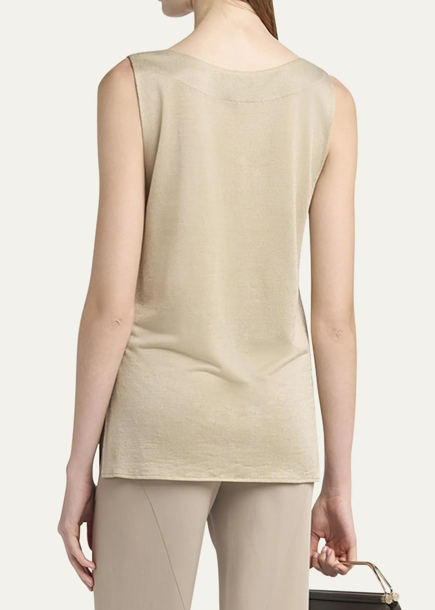 Giorgio ArmaniChain-Necklace Scoop-Neck Shiny Viscose Jersey Tank Top