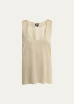 Giorgio ArmaniChain-Necklace Scoop-Neck Shiny Viscose Jersey Tank Top