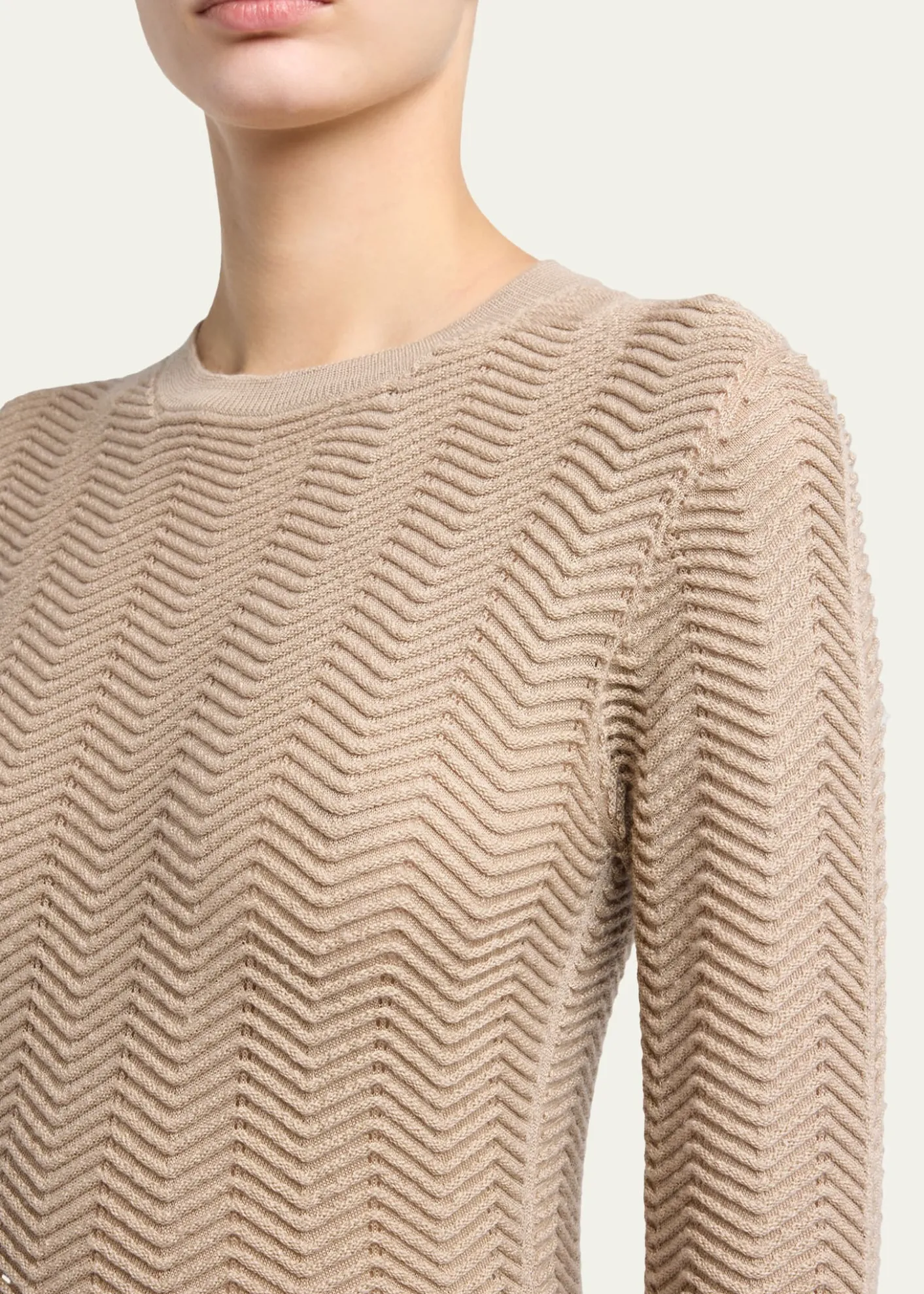 Giorgio ArmaniChevron Cashmere Knit Crewneck Sweater