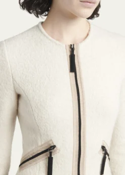 Giorgio ArmaniContrast Grosgrain Zip-Front Cashmere Silk Jacket