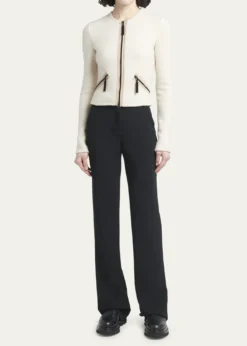 Giorgio ArmaniContrast Grosgrain Zip-Front Cashmere Silk Jacket