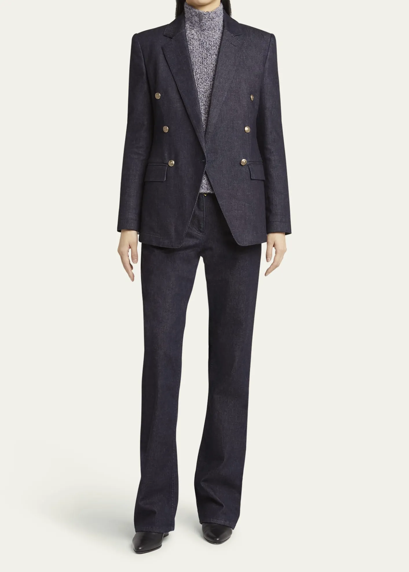 Giorgio ArmaniCotton-Cashmere Denim Straight-Leg Trousers