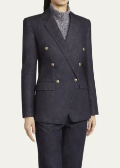 Giorgio ArmaniCotton-Cashmere Denim Double-Breasted Blazer