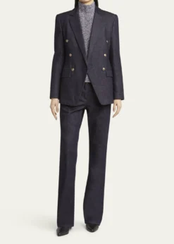 Giorgio ArmaniCotton-Cashmere Denim Double-Breasted Blazer