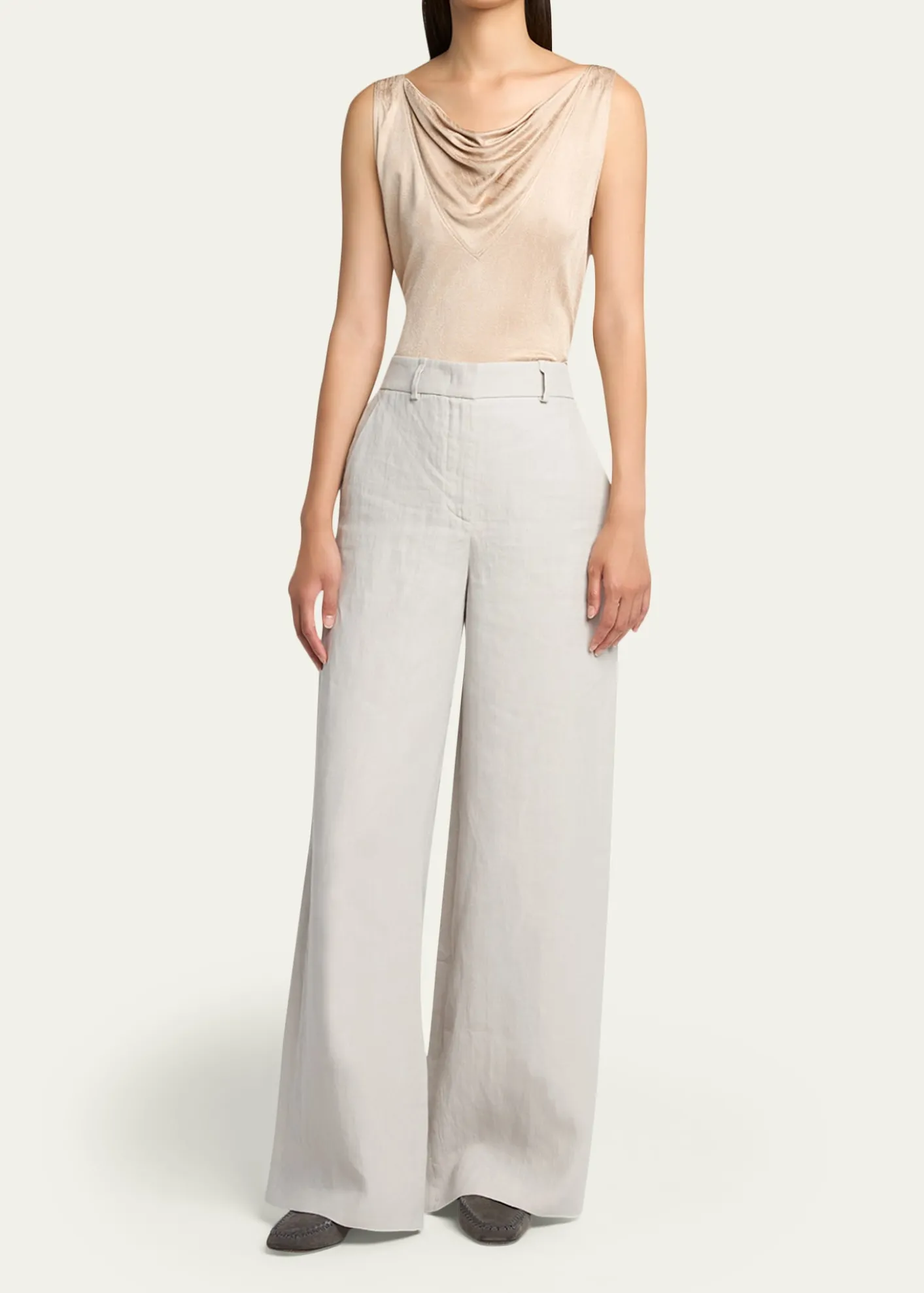 Giorgio ArmaniCowl-Neck Metallic Jersey Top