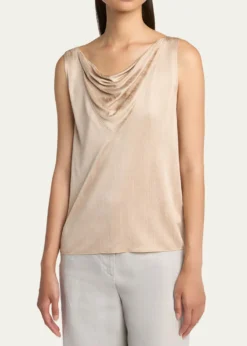 Giorgio ArmaniCowl-Neck Metallic Jersey Top