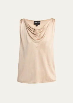 Giorgio ArmaniCowl-Neck Metallic Jersey Top