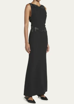 Giorgio ArmaniCrystal Back Cutout Trumpet Silk Gown