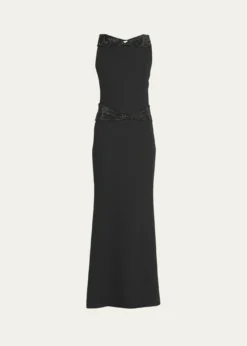 Giorgio ArmaniCrystal Back Cutout Trumpet Silk Gown