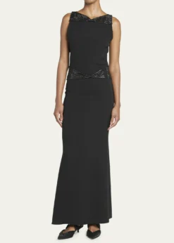 Giorgio ArmaniCrystal Back Cutout Trumpet Silk Gown