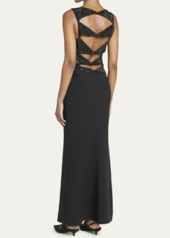 Giorgio ArmaniCrystal Back Cutout Trumpet Silk Gown