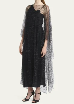 Giorgio ArmaniCrystal Embellished Sheer Long Cape