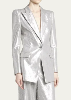 Giorgio ArmaniCrystal One-Button Silk Blazer
