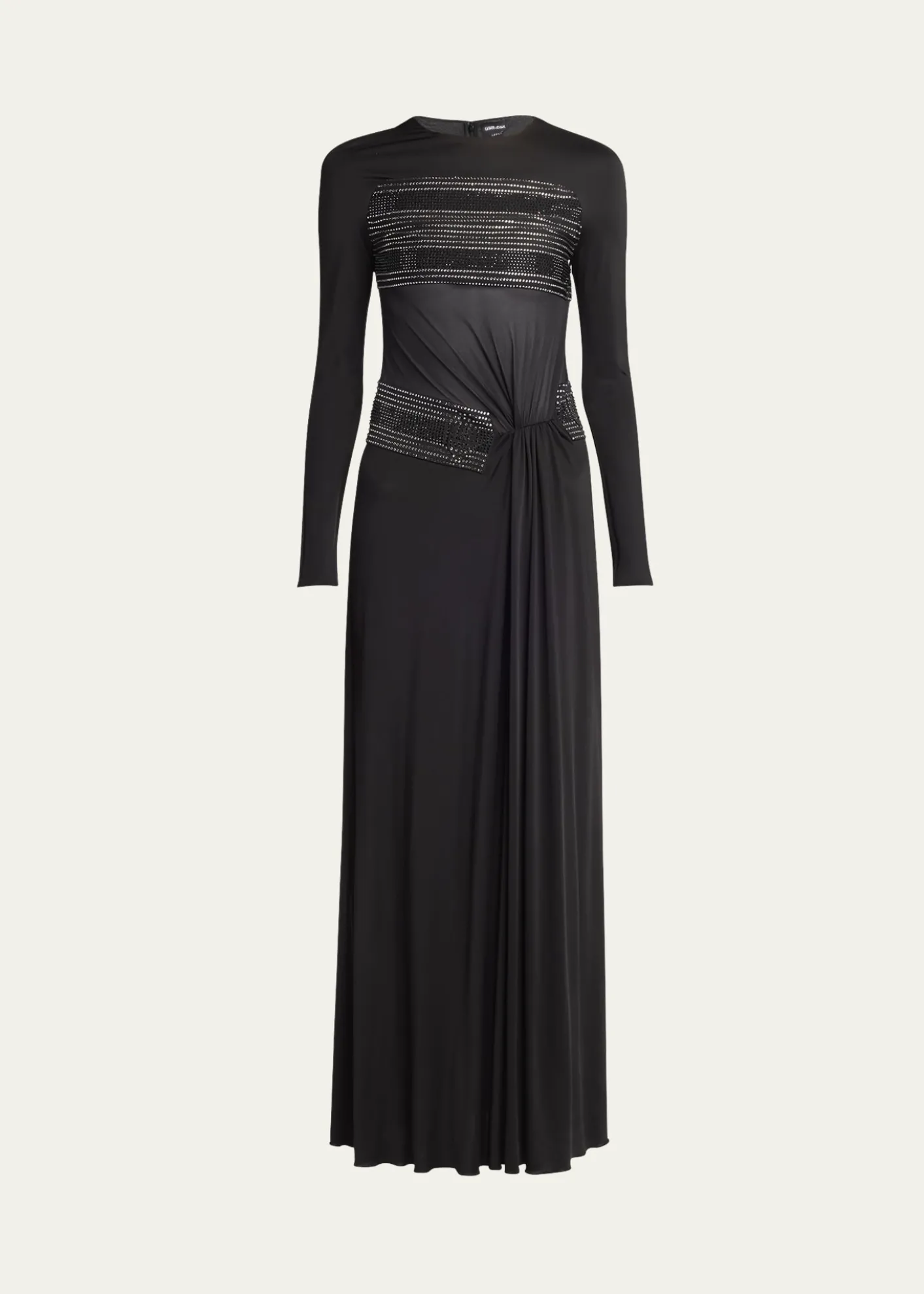 Giorgio ArmaniCrystal Sheer Midriff Jersey Gown