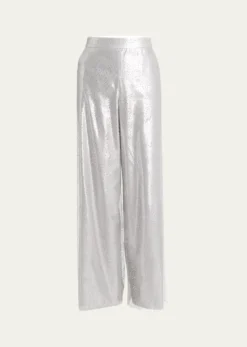Giorgio ArmaniCrystal Wide-Leg Silk Trousers