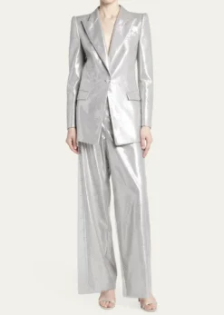 Giorgio ArmaniCrystal Wide-Leg Silk Trousers