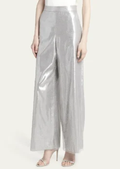 Giorgio ArmaniCrystal Wide-Leg Silk Trousers