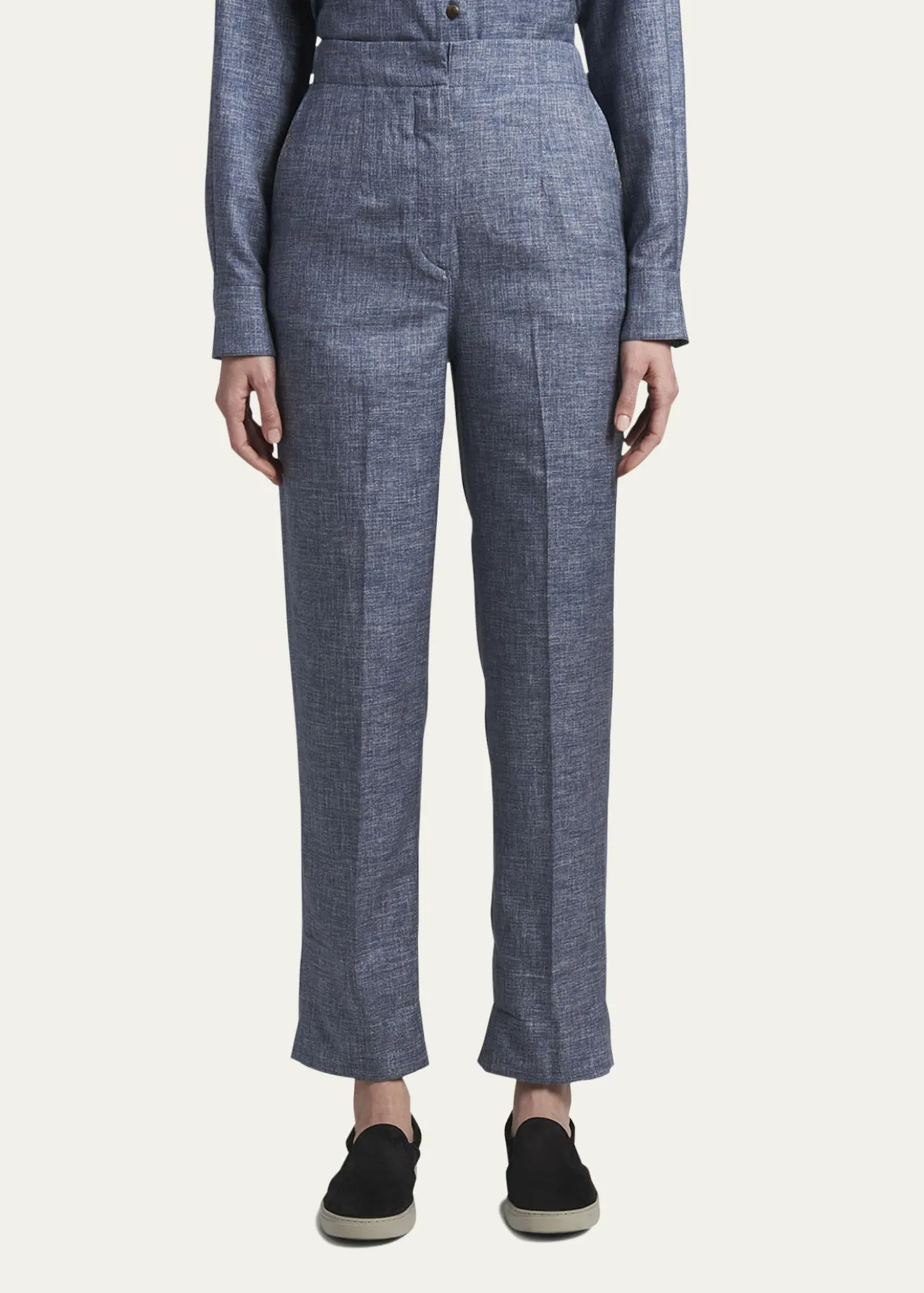 Giorgio ArmaniDenim-Effect Silk Pants