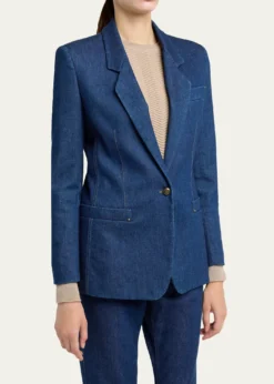 Giorgio ArmaniDenim Single-Breasted Blazer Jacket