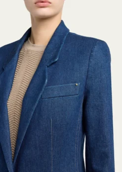 Giorgio ArmaniDenim Single-Breasted Blazer Jacket