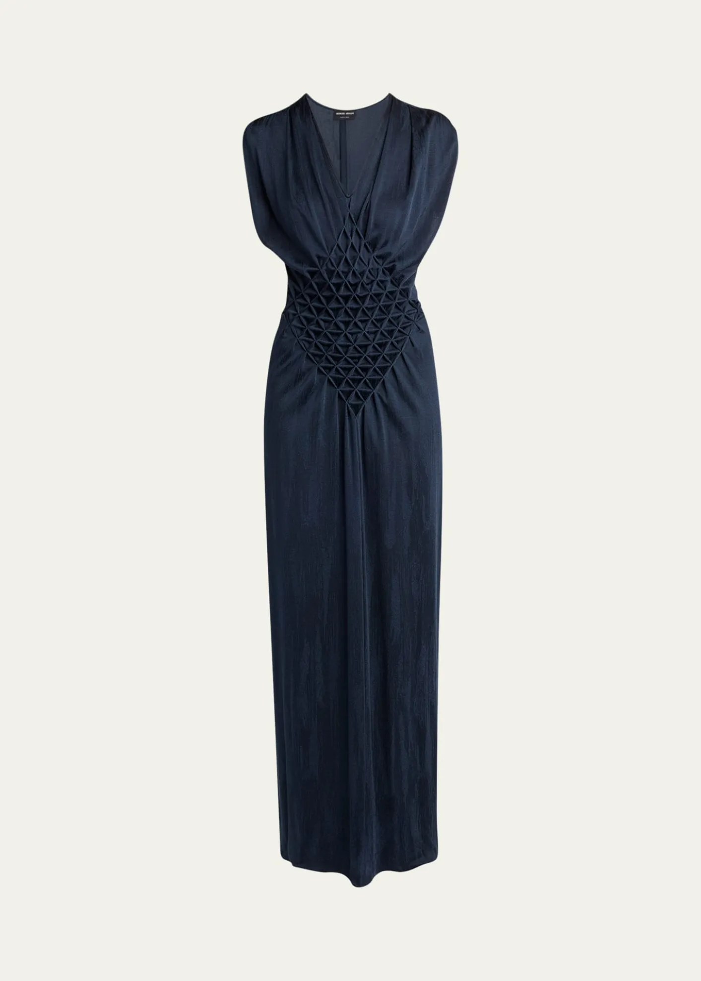 Giorgio ArmaniDiamond Pleat Sleeveless Maxi Dress