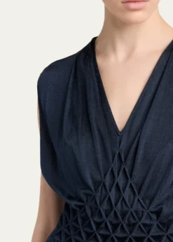 Giorgio ArmaniDiamond Pleat Sleeveless Maxi Dress