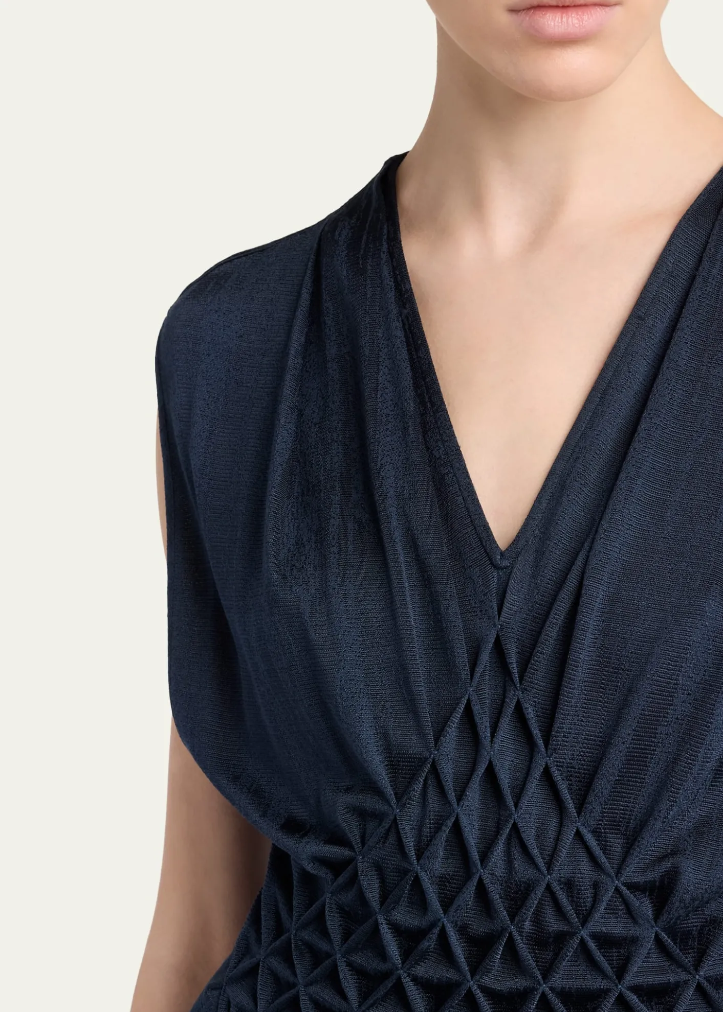 Giorgio ArmaniDiamond Pleat Sleeveless Maxi Dress