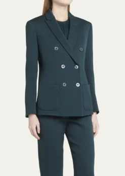 Giorgio ArmaniDouble-Breasted Stretch Wool Blazer Jacket