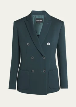 Giorgio ArmaniDouble-Breasted Stretch Wool Blazer Jacket