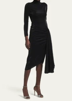Giorgio ArmaniDraped Iridescent Jersey Midi Dress