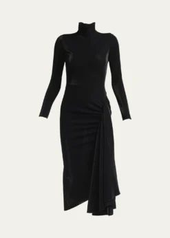 Giorgio ArmaniDraped Iridescent Jersey Midi Dress