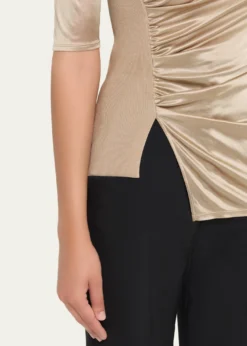 Giorgio ArmaniDraped Jersey Short-Sleeve Top